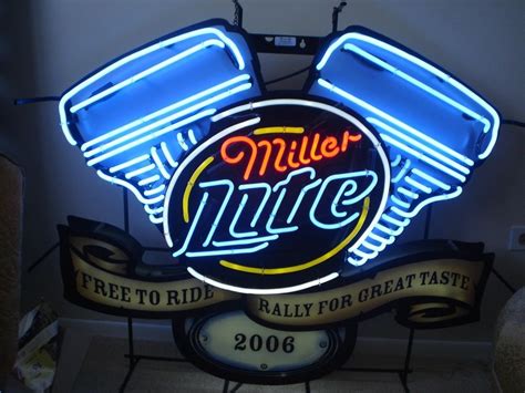 Huge Rare Miller Lite Beer Harley Davidson Motorcycles Motor Engine Neon Sign Motor Engine