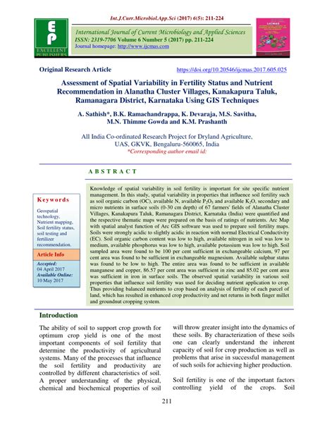 Pdf Assessment Of Spatial Variability In Fertility Status And