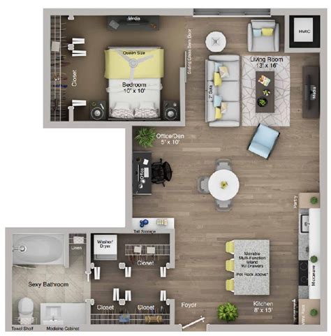 A6 Floor Plan at City Club Apartments Crossroads Kansas City