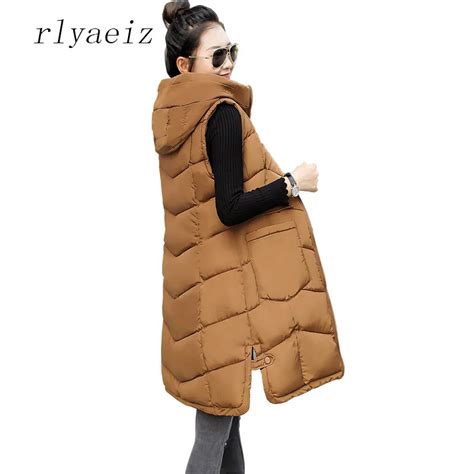 Rlyaeiz Fashion Women Vests Waistcoat 2017 Autumn Winter Mid Long Down