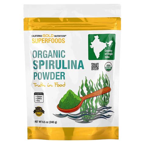 California Gold Nutrition Superfoods Organic Spirulina Powder 8 5 Oz 240 G