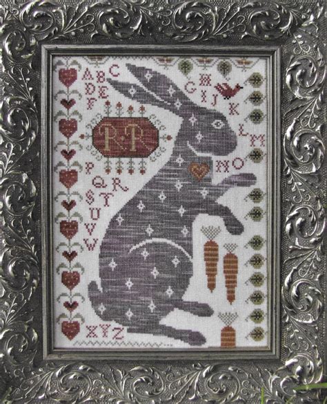 Counted Cross Stitch Pattern Rodney Rabbit Sampler French Sentiments