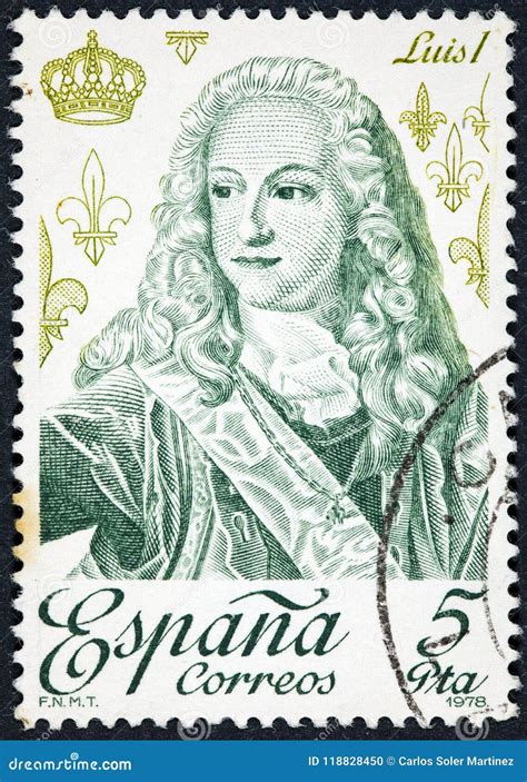 Stamp Printed By Spain Shows Image Portrait Of King Luis I Editorial