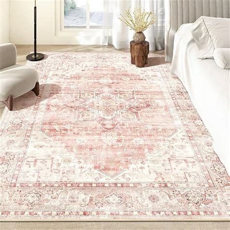 Amazon Brakki 5x7 Area Rugs Washable Pink Rug For Living Room