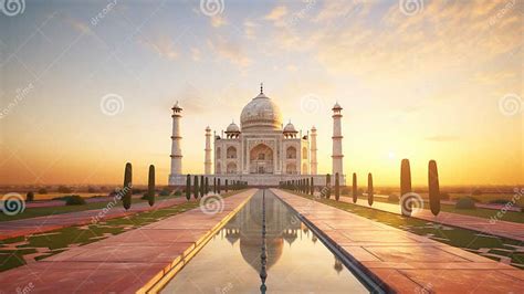 The Taj Mahal at Sunrise Ultra Realistic Illustration - Generative AI ...