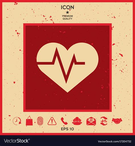 Heart With Ecg Wave Cardiogram Symbol Medical Vector Image