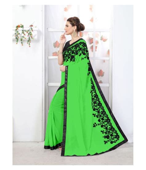 Onlinefayda Green Chiffon Saree Buy Onlinefayda Green Chiffon Saree Online At Low Price