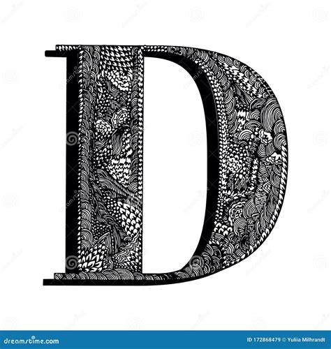 Capital Letter D Hand Drawn Letter Of The English Alphabet Stock