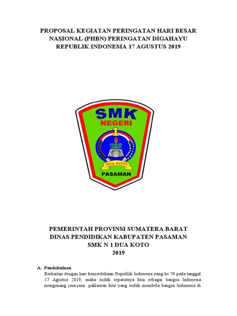 Proposal Kegiatan Peringatan Hari Besar Nasional Pdf