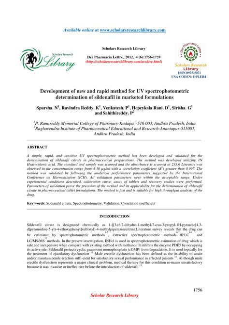 Pdf Development Of New And Rapid Method For Uv Spectrophotometric