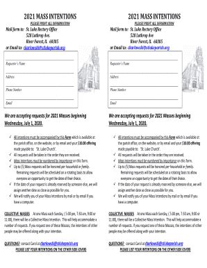 Fillable Online Mass Intentions Mass Intentions St Luke