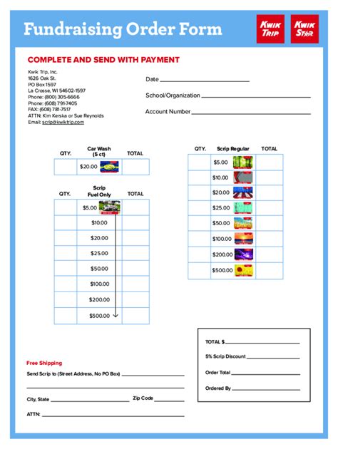 Fillable Online Fundraising Order Form Kwik Trip Fax Email Print