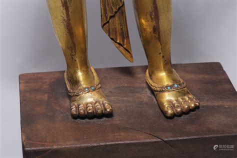 Bidlive Chinese Gilt Bronze Standing Guanyin