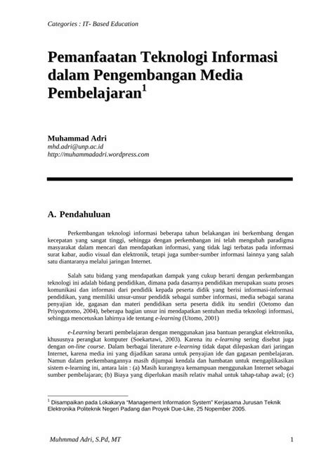 Pdf Pemanfaatan Teknologi Informasi Dalam Pengembangan · Pdf