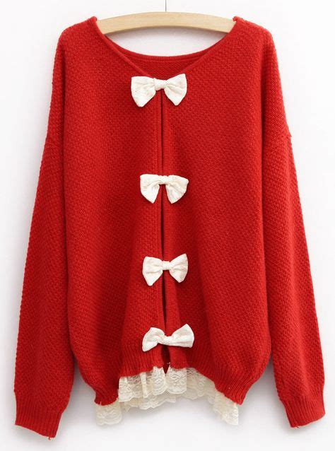 Sweet Round Neck Sweater With Bow Red With Images Fashion Clothes Diy Fashion Clothing