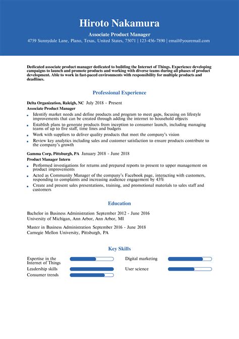 Product Manager Resume Examples And Templates For 2024