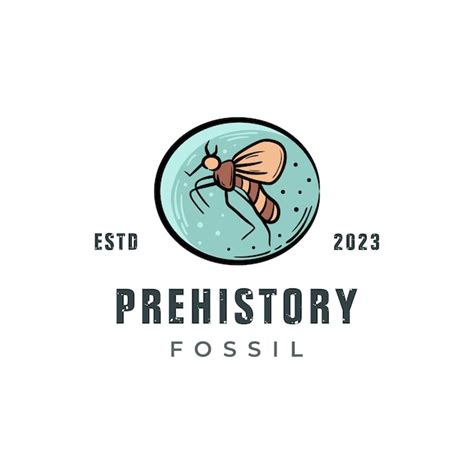 Premium Vector | Mosquito fossil pre history logo icon dry insect in amber hand drawn vintage ...