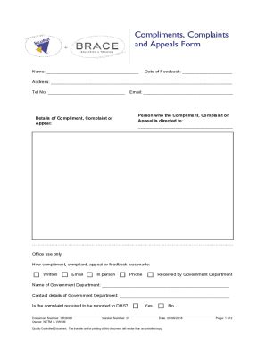 Fillable Online Compliments Complaints And Appeals Form Fax Email