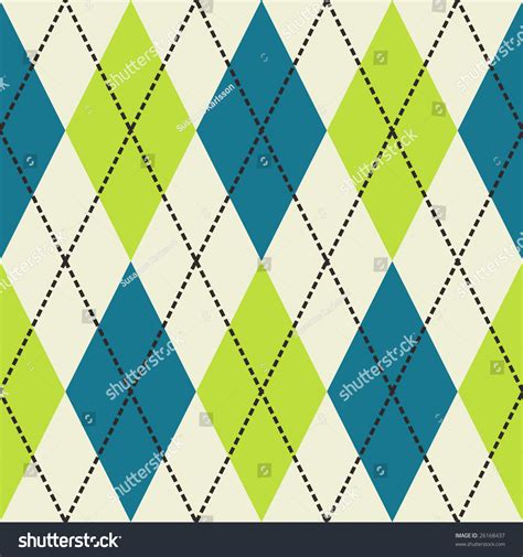 Green Blue White Seamless Argyle Pattern Stock Vector