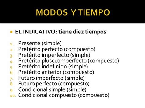 Tiempos Simples Y Compuestos Del Modo Indicativo Ejemplos Opciones De Ejemplo