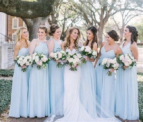 Light Blue and Blush Wedding Colors 2023, Light Blue Bridesmaid Dresses ...