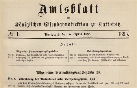 Amtsblatt der Königlichen Eisenbahndirektion zu Kattowitz IBR wiki