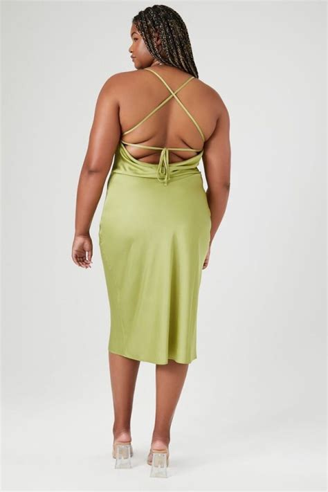 Plus Size Satin Cowl Neck Midi Dress Forever Us