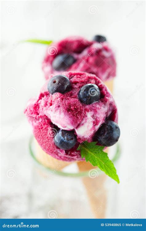 Ice Cream With Fruits Stock Image Image Of Cafe Object 53940865