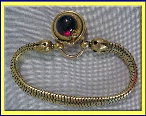 Victorian Snake Bracelet Gold Cabochon Garnet For Sale Antiques