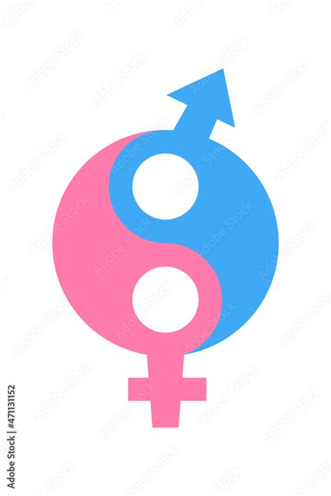 Male And Female Gender Equality Symbol Sign Logo Icon Concept Design Ying Yang Balance Man