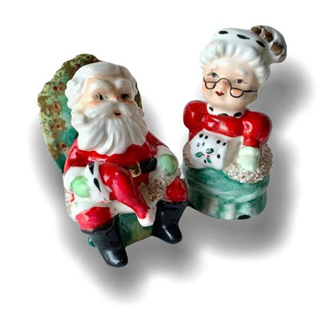 Vintage Lefton Santa And Mrs Claus In Rocking Chairs Salt And Etsy