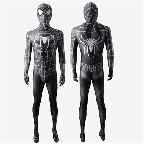 Spider Man 3 Costume Cosplay Suit Peter Parker Black Jumpsuit For Men