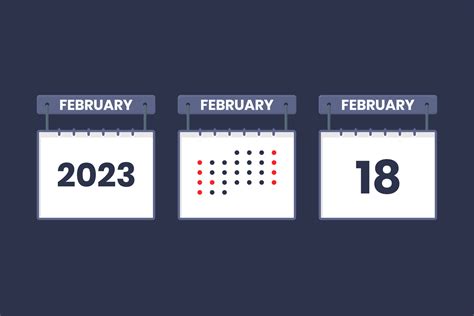 2023 calendar design February 18 icon. 18th February calendar schedule ...