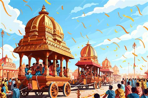 crowds  devotees pulling  chariots  ropes rath yatra