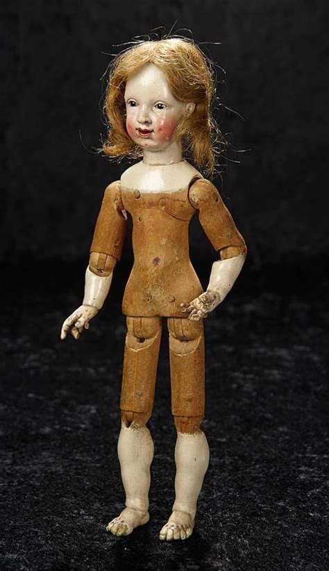 Rare Early All Carved Wooden Doll With Most Expressive Face And Fine Early Costume 2500 3500