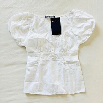 BNWT Brandy Melville John Galt White Blair Babydoll Ruffle Top With