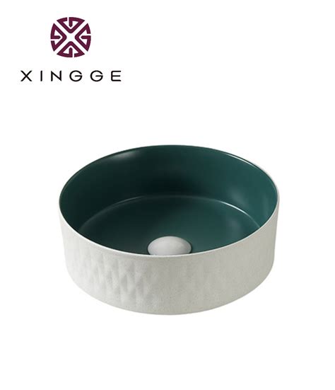 European Design Ceramic Round Lavabo Sink Sanitary Ware Bathroom Green