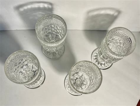 Anchor Hocking Wexford Goblet 6 5 8 Set Of 4 Water Wine Clear Glass Pressed Usa Etsy