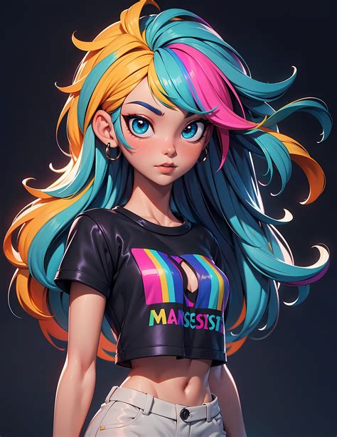 Rainbow Haired Girl By Arczisan On Deviantart