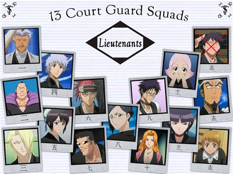 13 Court Guard Squads Lieutenants Bleach Bleach Anime Bleach Anime