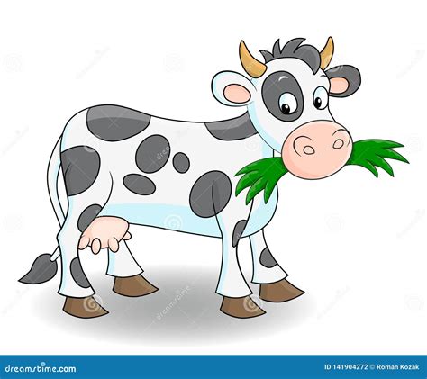 Cartoon Cows Eating Grass