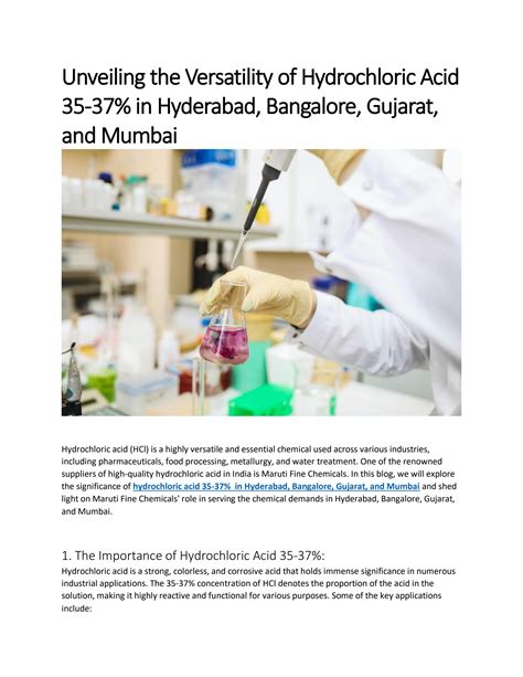 Unveiling The Versatility Of Hydrochloric Acid In Hydera By