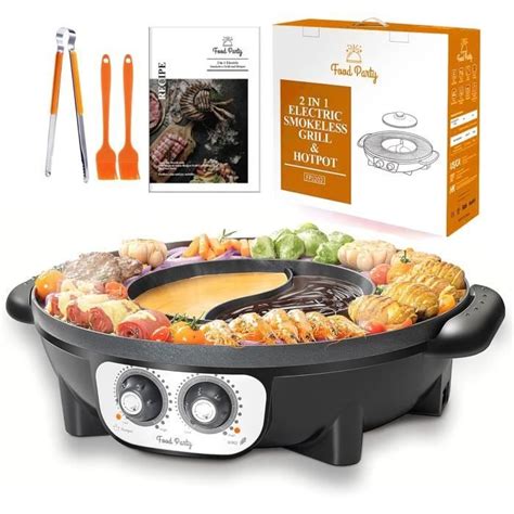 Hot Pot Electrique Appareil Fondue Chinoise Et Barbecue Coréen Électrique De Table 220V 2200W 2