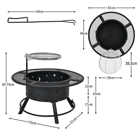 Costway Cm Brasero Ext Rieur Barbecue Avec Grille De Barbecue