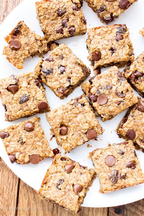 Gluten Free Banana Chocolate Chip Oatmeal Breakfast Bars V Gf A One Bowl Recipe For Simp