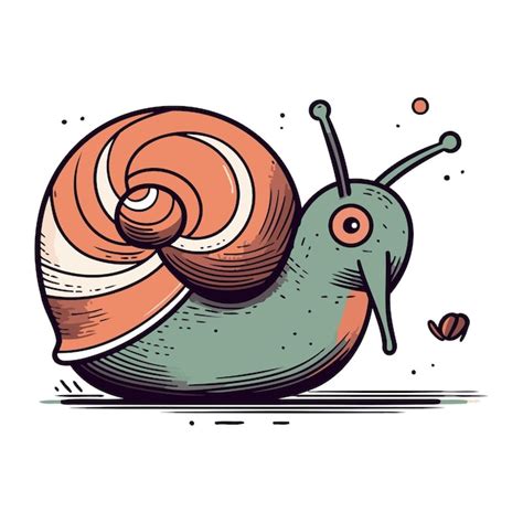 Ilustra O Vetorial De Caracol De Desenho Animado Isolada Em Fundo