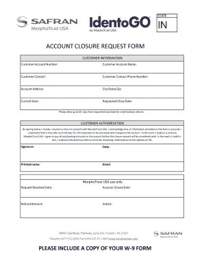 Fillable Online Account Closure Request Form Ibtfingerprint Fax