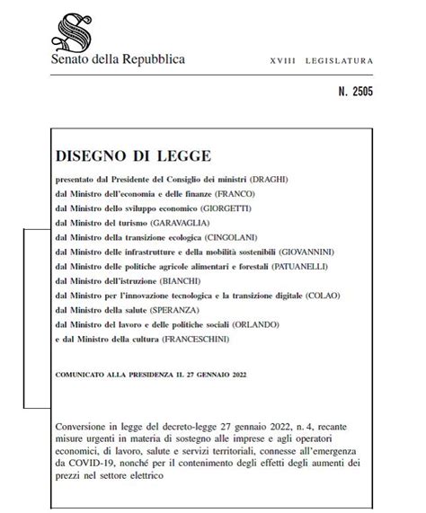 Decreto Sostegni Ter Le Relazioni Illustrativa E Tecnica Del Decreto