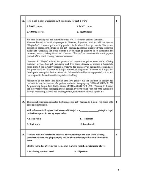 Class 12 Business Studies Sample Paper 2024 Image To U