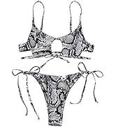 Amazon ZAFUL Women S Sexy Tie Shoulders Ribbed Bikini Set Padded Strap Triangle Swimsuit